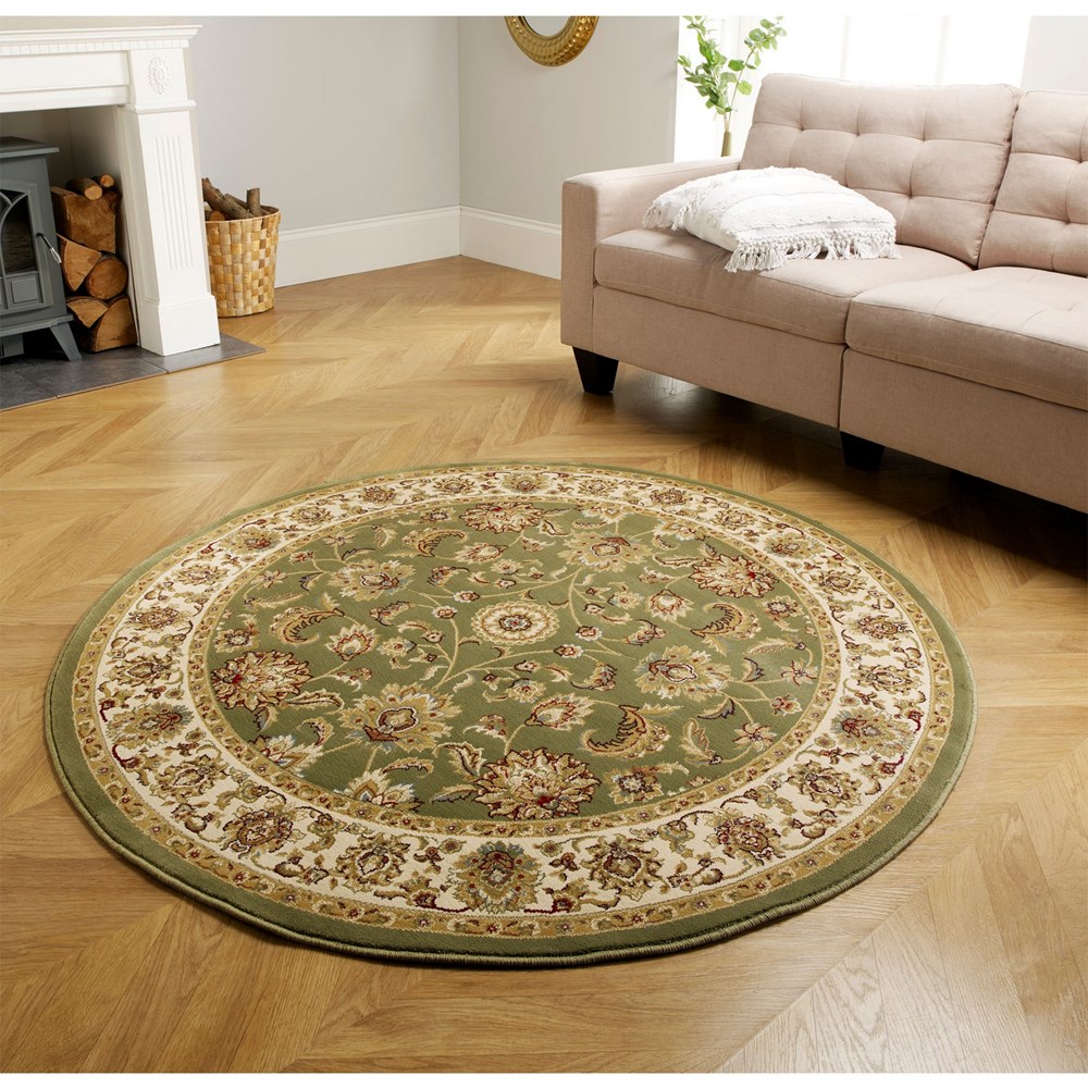 Kendra Traditional Round Circle Rug 333O G in Green